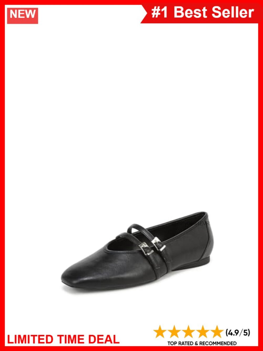 Mary Jane Flats Double Strap Square Toe Buckle Comfort Walking Shoes